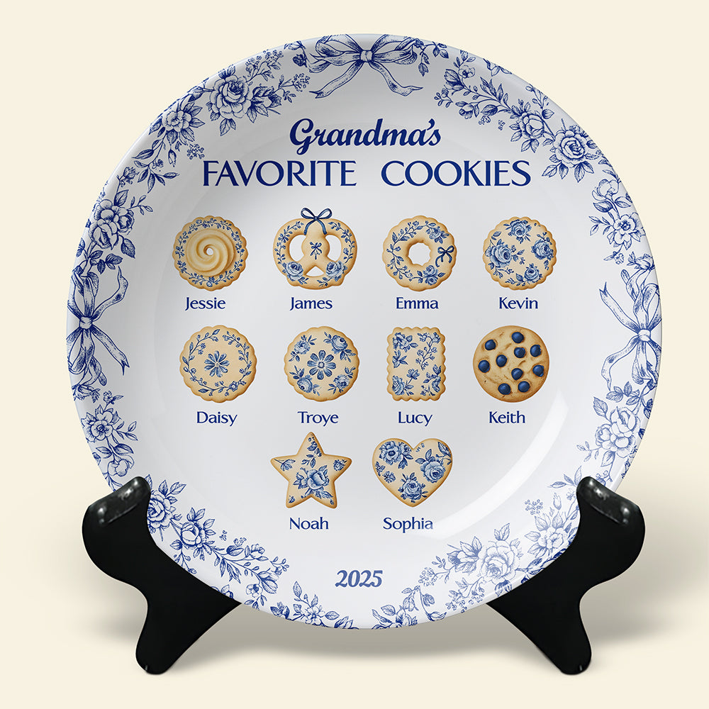 Grandma's Cookies - Personalized For Grandma - Toile de Jouy Ceramic Round Plate 03pgta031025-Homacus
