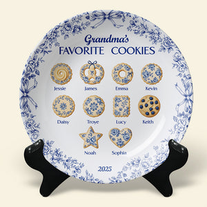 Grandma's Cookies - Personalized For Grandma - Toile de Jouy Ceramic Round Plate 03pgta031025-Homacus