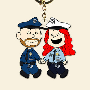 Personalized Gifts For Police Couple Keychain 05qhqn031224hg Couple Hand In Hand-Homacus