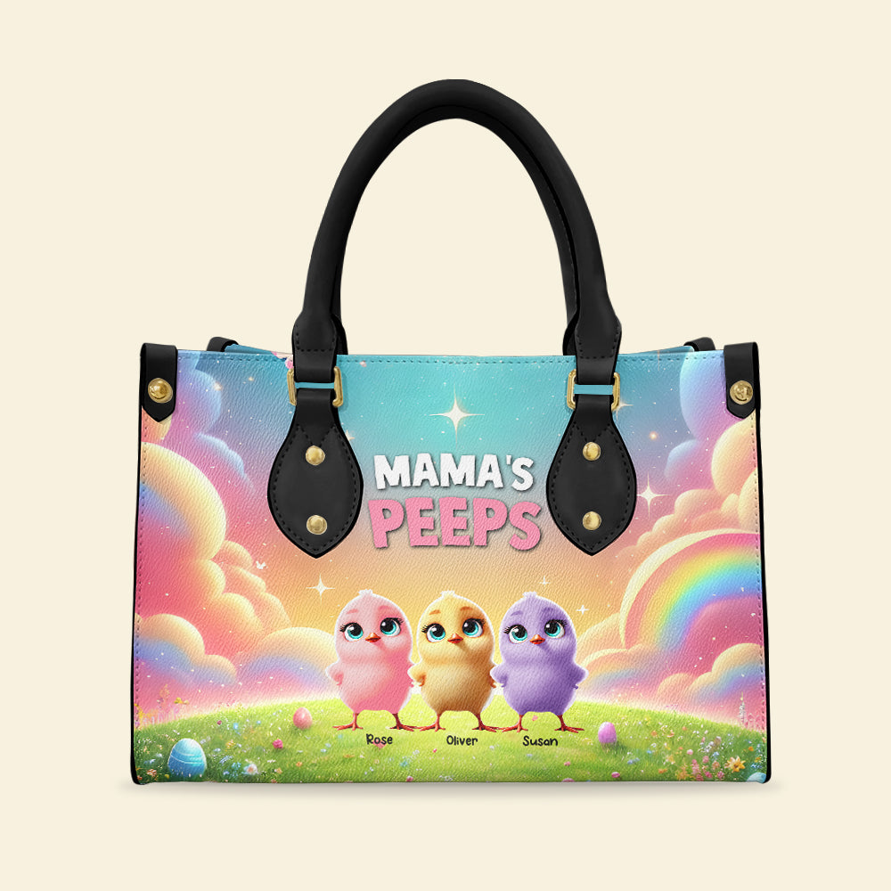 Personalized Gifts For Mom Leather Bag, Easter Day Chick Peeps 011TGMH180325-Homacus