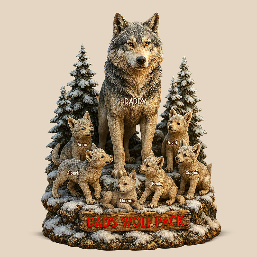 Dad's Wolf Pack Acrylic Plaque Personalized Xmas Gifts For Dad 02XQQN030525-Homacus