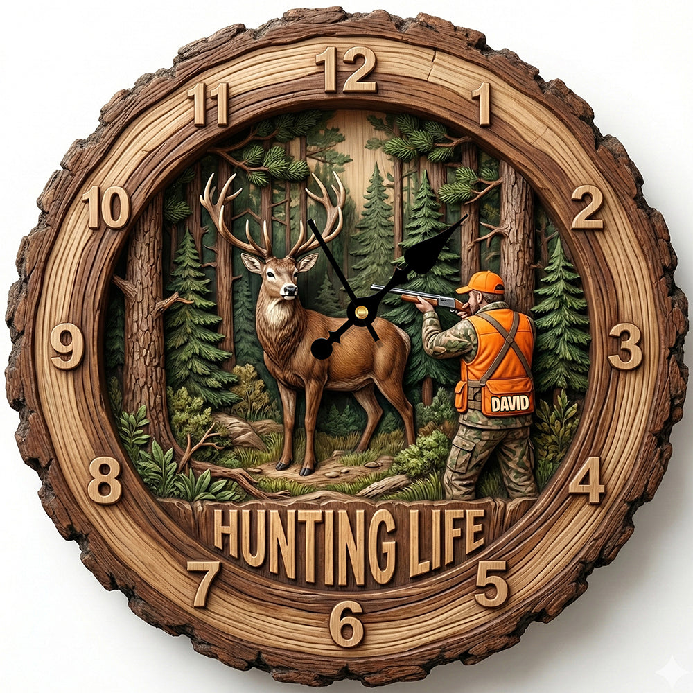 Personalized Gifts For Hunters Acrylic Hanging Wall Clock 03HUTN231225-Homacus
