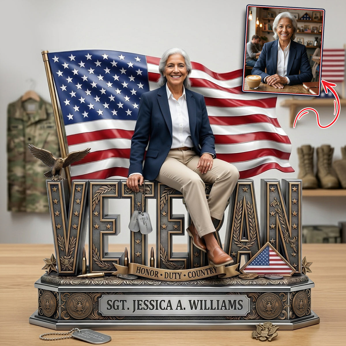 Proud Veteran Custom Photo Acrylic Plaque Tribute 03TYLU060426-Homacus