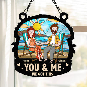 Personalized Gifts For Couple Window Hanging Suncatcher Ornament Summer Beach Couple-Homacus