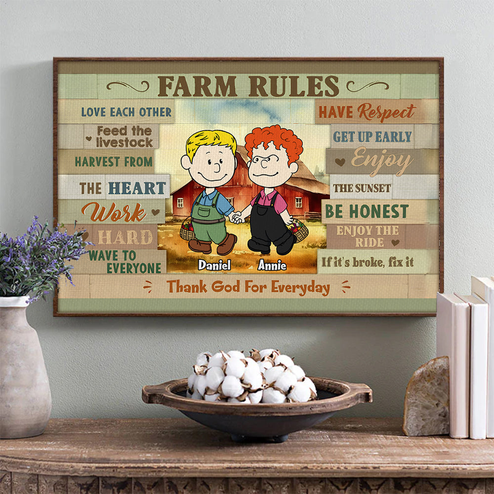 Personalized Gifts For Farmer Couples Canvas Print Farm Rules 02KALU150125HG-Homacus