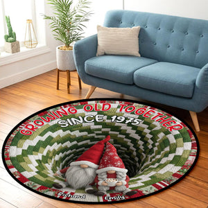 Gnome Couple Quilted Round Mat - Personalized Gifts For Couple 01naqn131025-Homacus