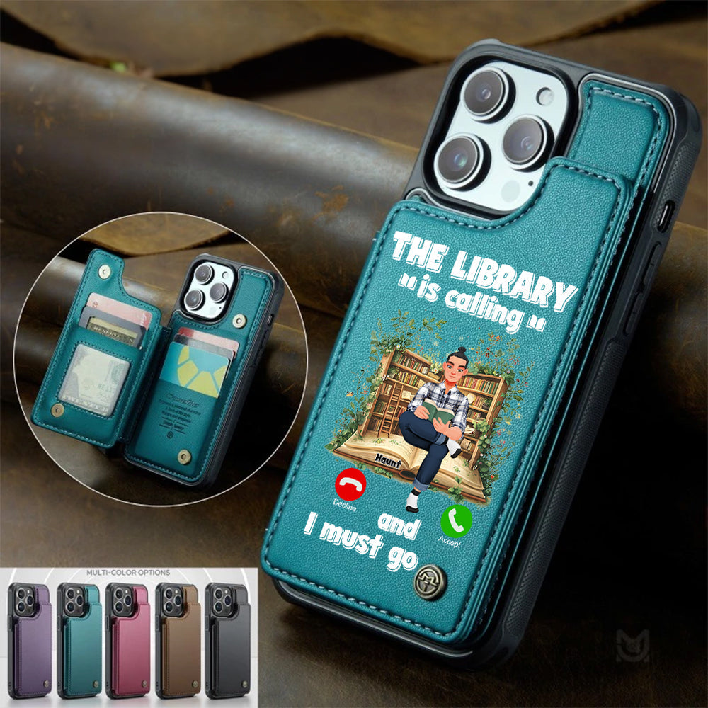 Personalized Gift For Book Lovers Leather Flip Wallet Phone Case The Library Is Calling 04TGLU270225PA-Homacus