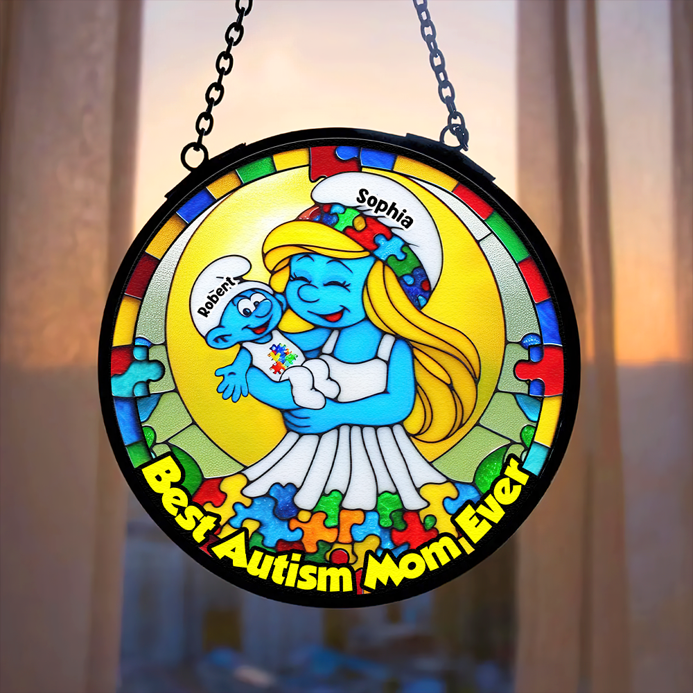 Personalized Gifts For Autism Mom Stained Glass, Blue Character 01tgpu210225-Homacus