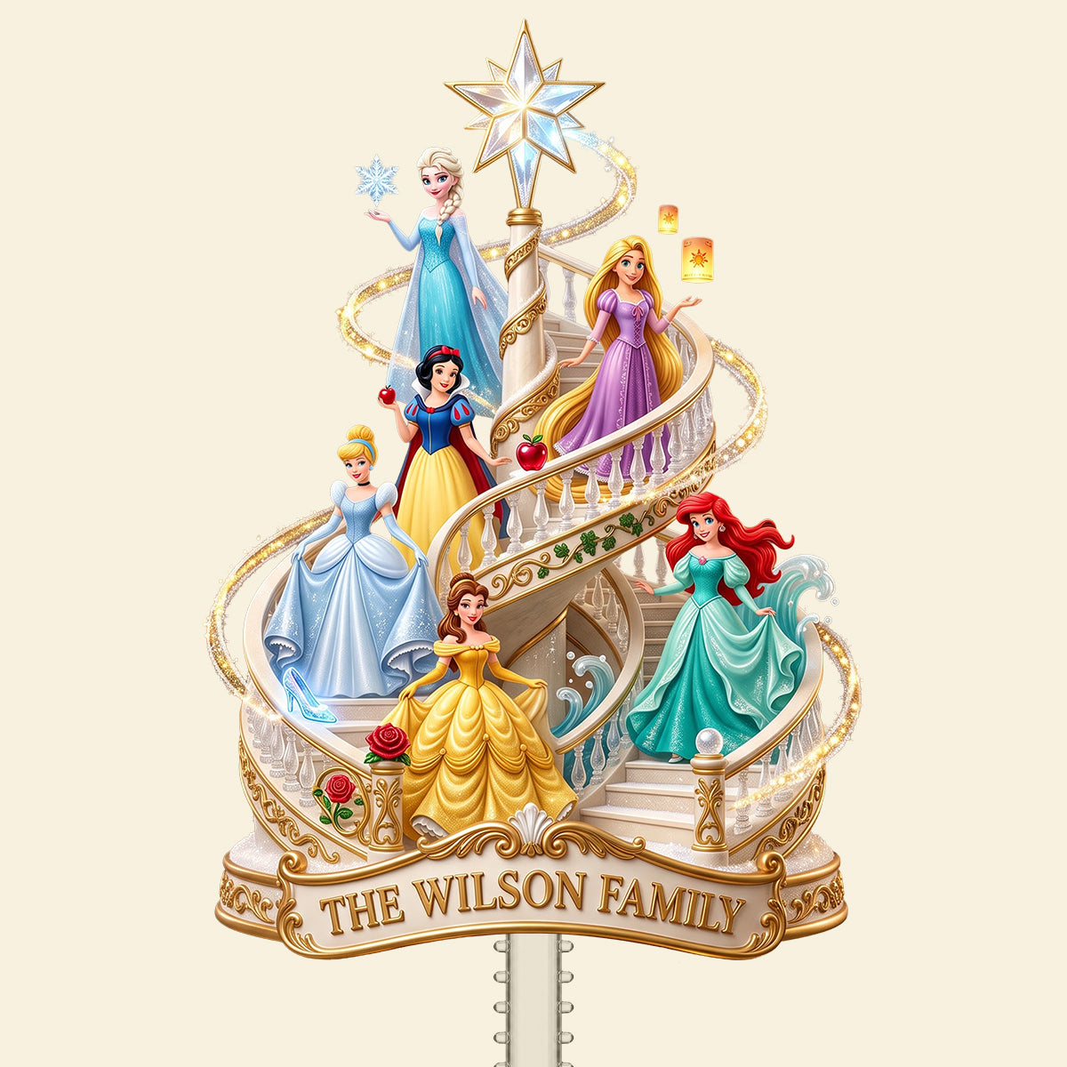A Stairway Of Princesses Tree Topper - Personalized Gift For Christmas 07TYTA201026-Homacus
