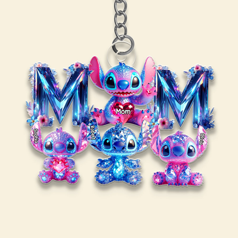Cartoon Blue Aliens Keychain Personalized Christmas Gifts For Mom 03OHDT040425-Homacus