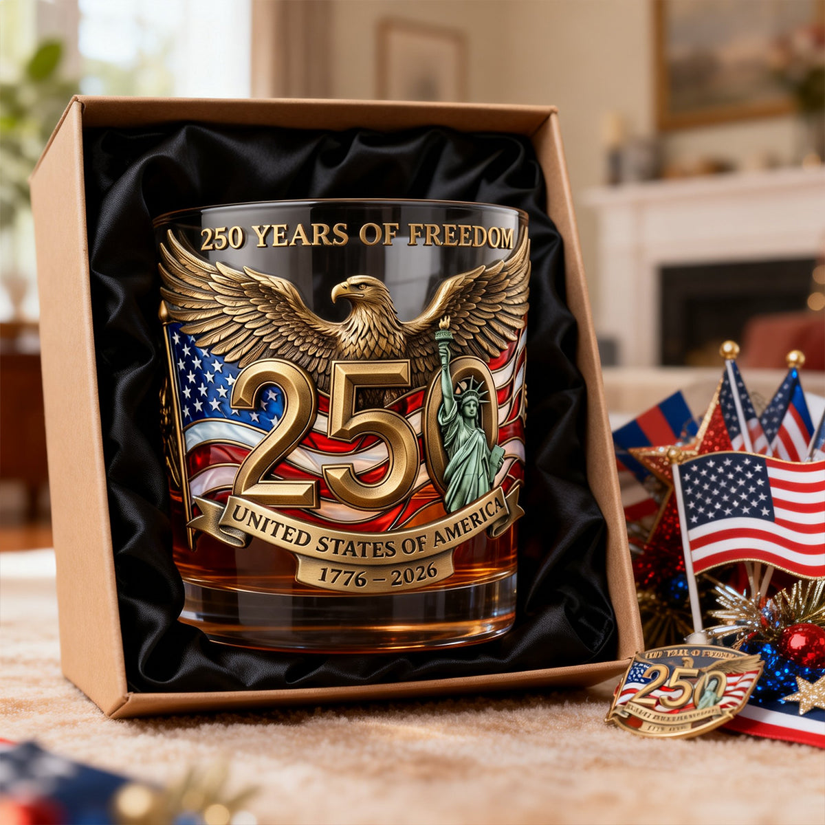 250 Years Of Freedom Anniversary 11oz Round Glass - Personalized Gifts For Patriots 05patn110226-Homacus