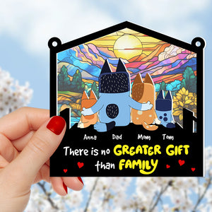 Personalized Gifts For Family Suncatcher Ornament 01NADT310724 Cartoon Dog Sitting Together-Homacus