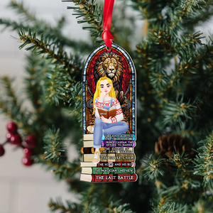 Personalized Gift For Book Lovers 03HUPU170924PA A Girl Sitting On Stack Of Books Reading Ornament-Homacus