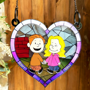 Personalized Gifts For Couple Suncatcher Ornament 01QHQN230424DA Handing Couple-Homacus