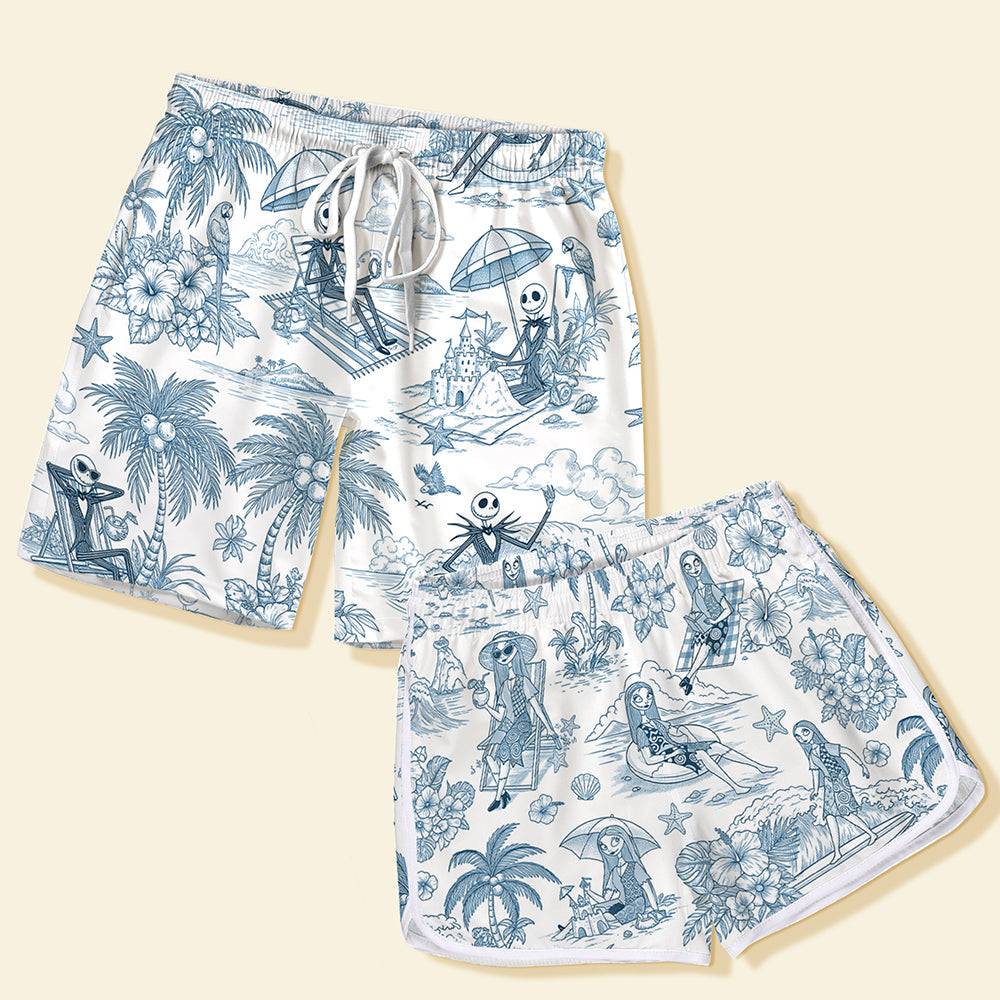 Spooky Couple Beach Shorts – Personalized Gifts For Couple 01pgqn140725-Homacus