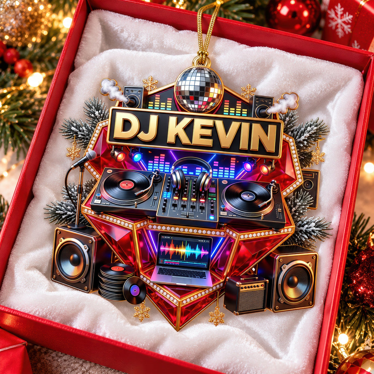 DJ Turntable Christmas Ornament - Personalized Gift For Music Lovers 02NAQN210926