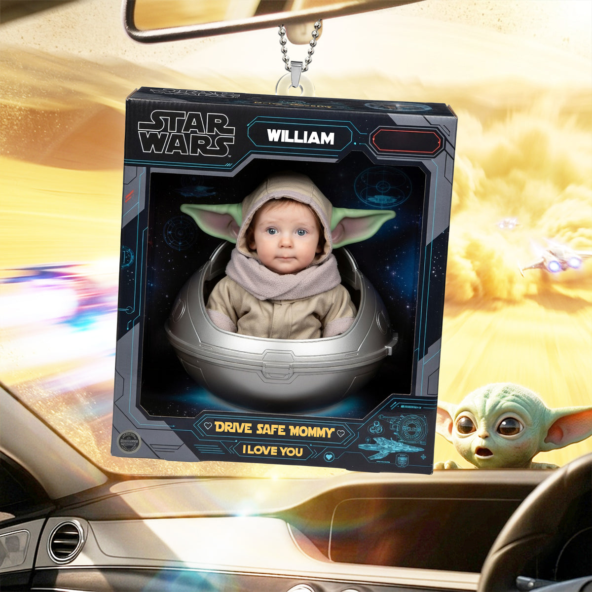 Baby Astronaut Car Ornament Custom Photo Drive Safe Mommy Gift 03NALU100426-Homacus