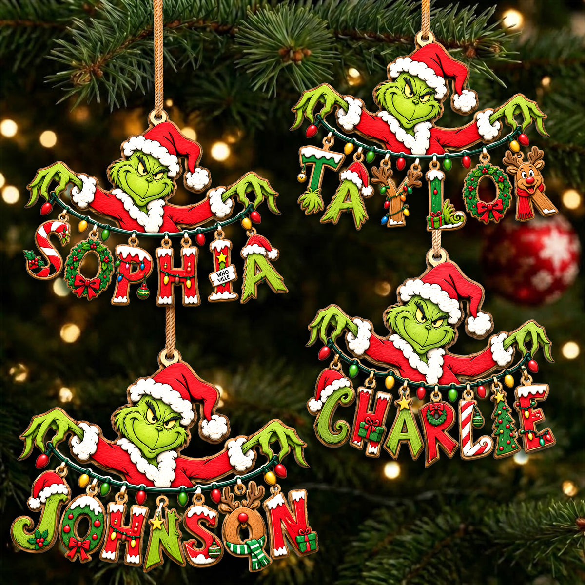 Name Art Mischievous String Ornament, Personalized Gifts For Christmas 05qhlu110926-Homacus