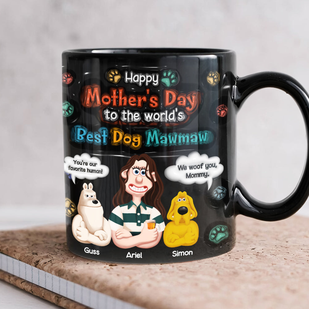 Personalized Gifts For Mom Black Coffee Mug - Dog Mom & Her Furry Babies 03KALU060225PA-Homacus