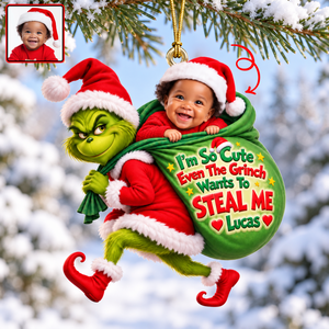 Custom Photo Steeling Cute Baby Ornament - Personalized Gifts For Christmas Ornament 11HUQN211026