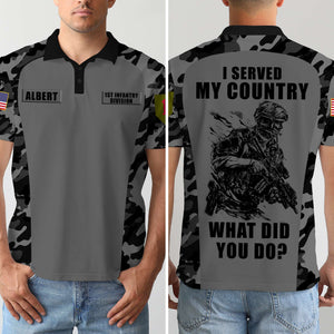 Custom Military Branches Gifts For Veteran Polo Shirt Camo Soldier With Division 03ACQN210624-Homacus