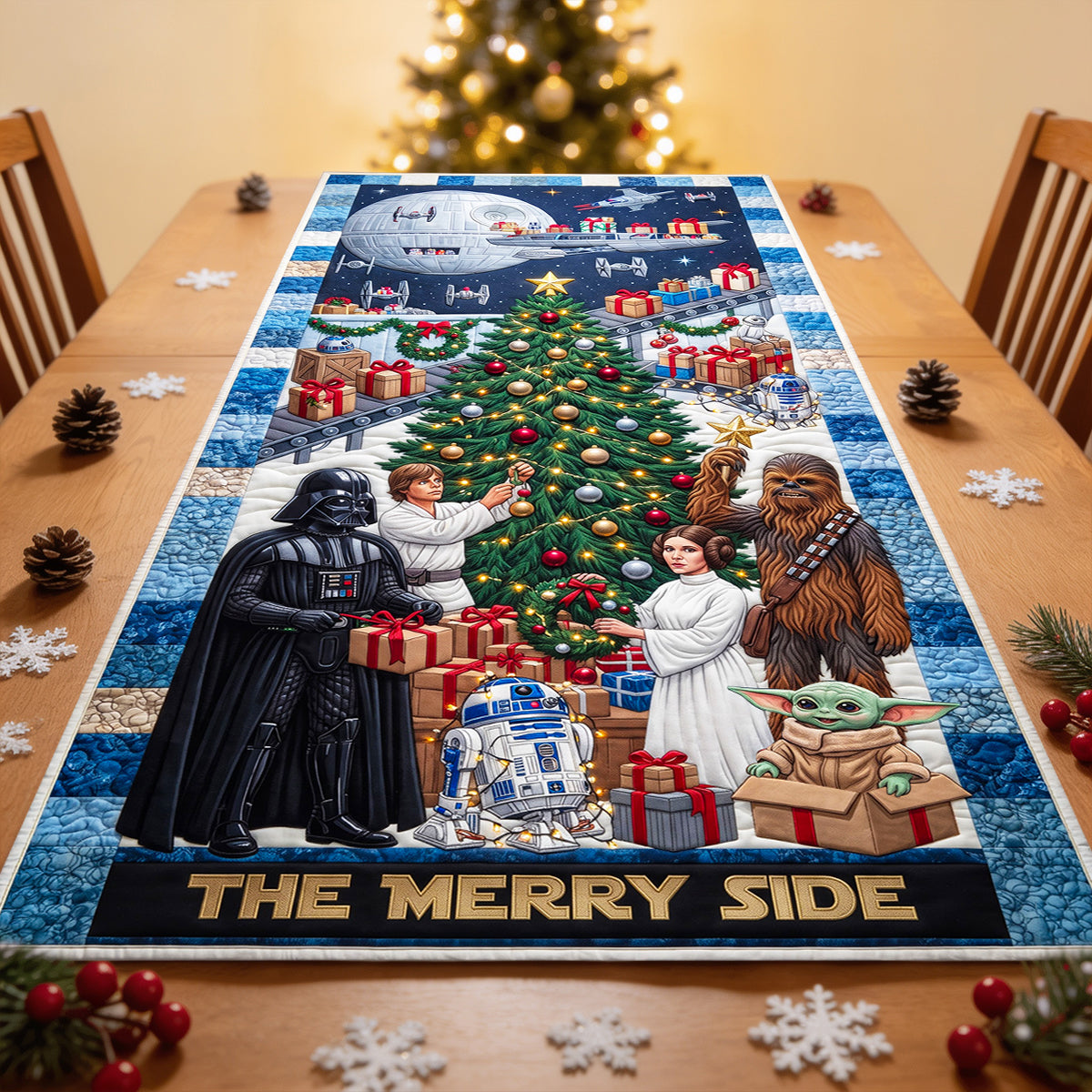 Merry World Quilted Table Runner - Personalized Christmas Gifts 04tydt130826