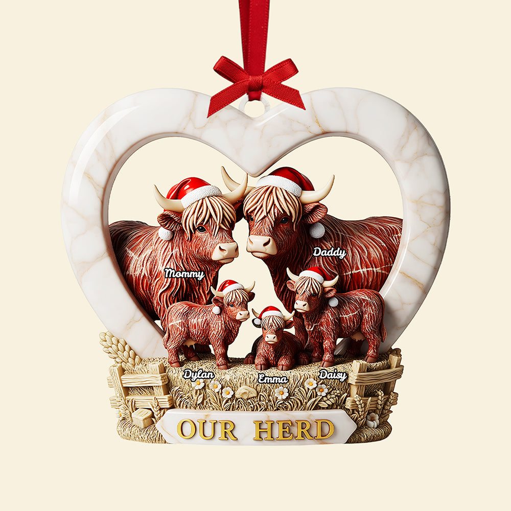 Personalized Gifts For Family Christmas Highland Cow Ornament 03nata200925-Homacus