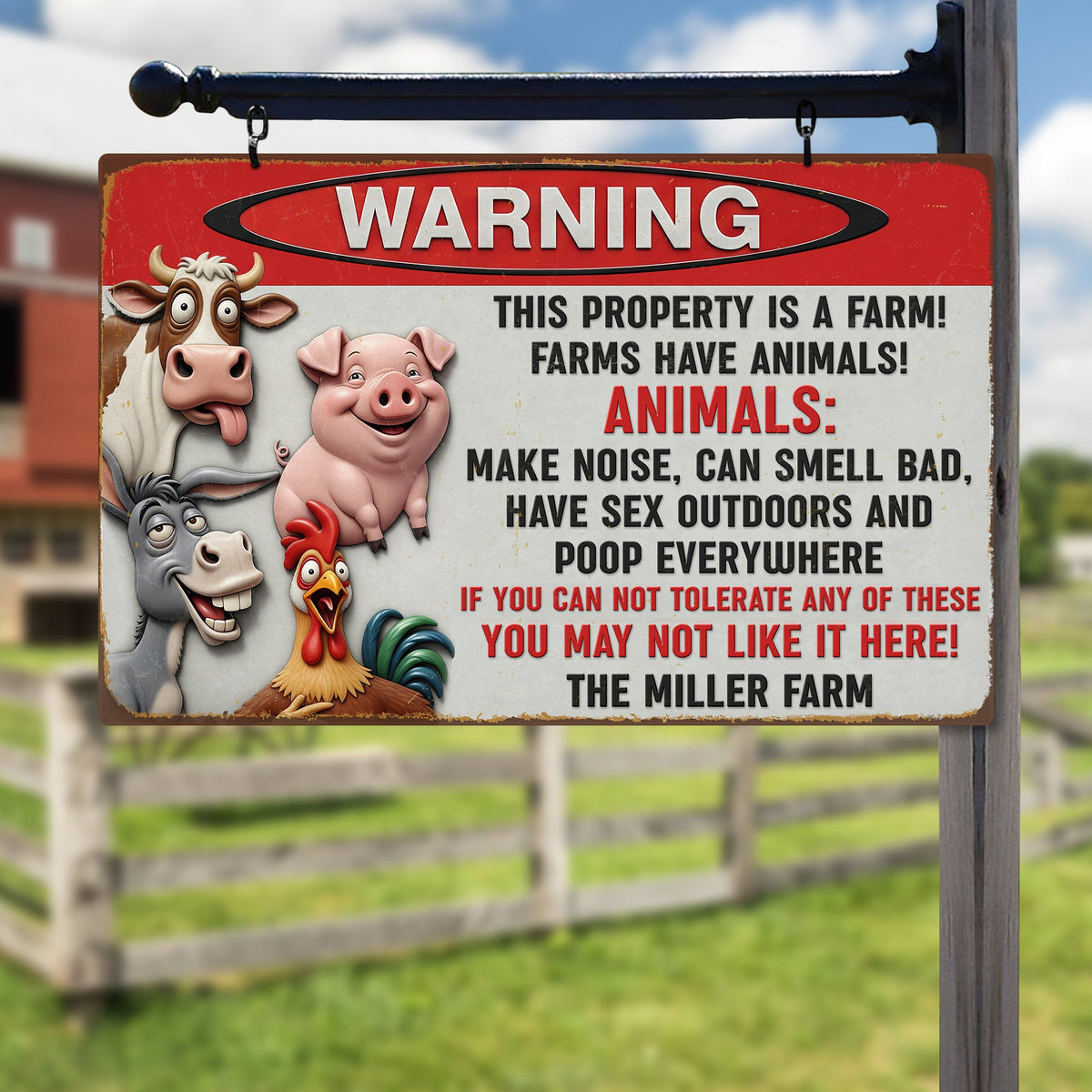Funny Farm Animals Metal Sign – Personalized Gifts For Farmer 05naqn251125-Homacus