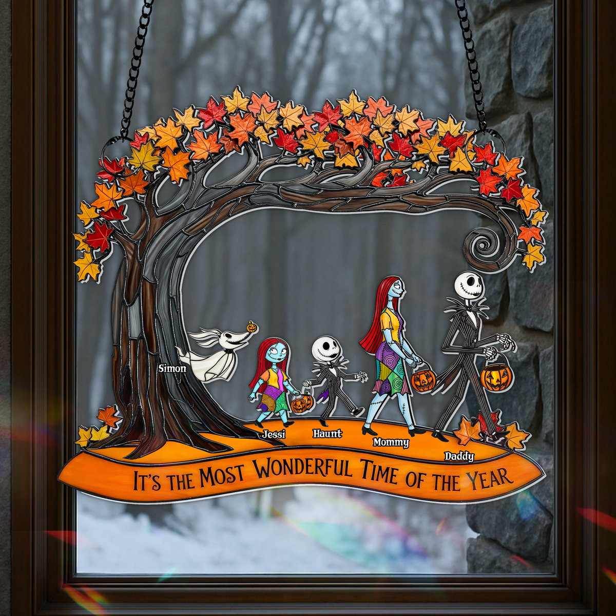 Great Time Of Spooky Family Suncatcher - Personalized Gifts For Family 04OHLU040825-Homacus