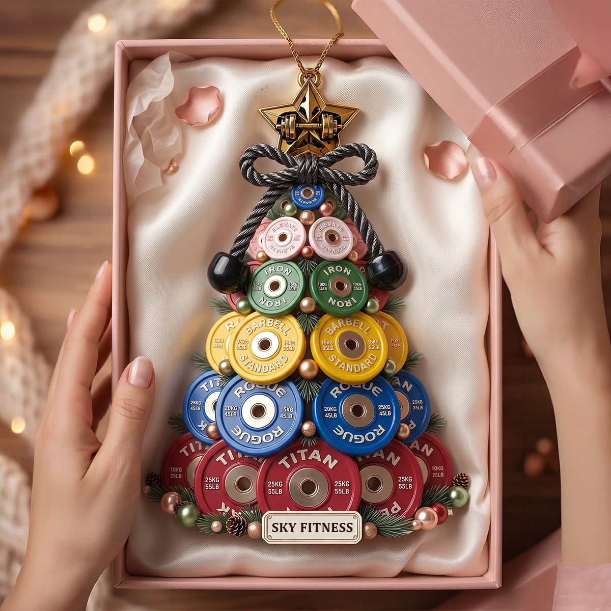 Weight Plate Tree Christmas Ornament, Personalized Gifts For Gymers 05qhtn100826-Homacus