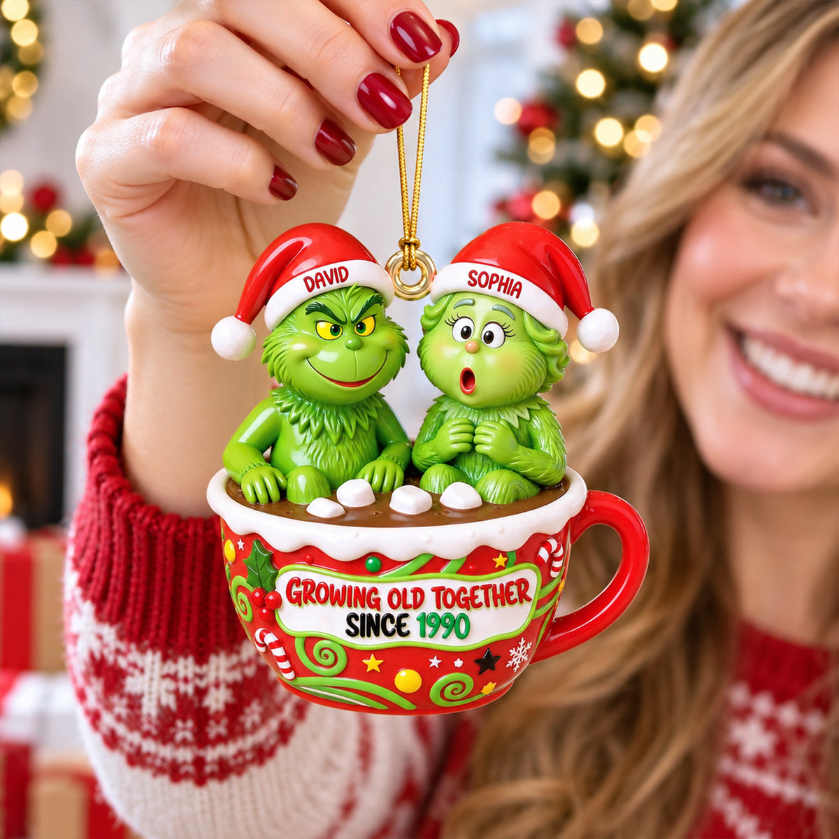 Hot Chocolate Cup Couple Ornament - Personalized Gifts For Couple Christmas Ornament 01TOQN160926-Homacus