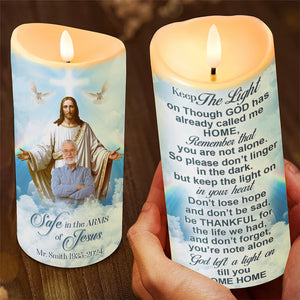 Custom Photo Memorial Gifts For Family Candle 04qnqn090125 Safe In The Arms Of Jesus-Homacus