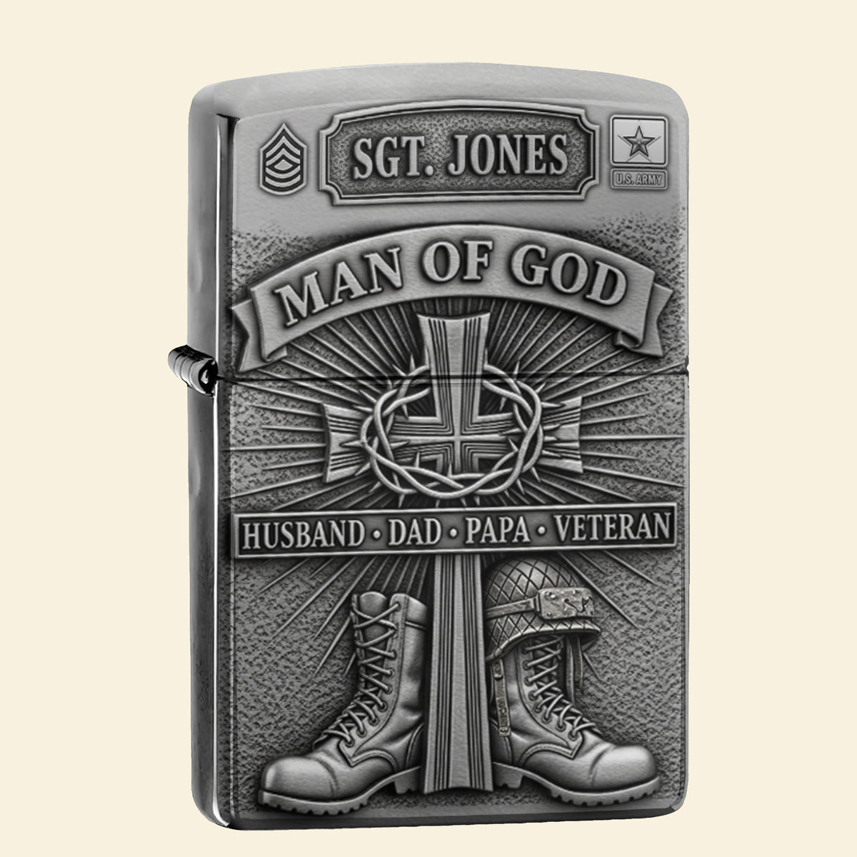 Man Of God - Cross and Military Boots Lighter, Personalized Gifts For Veteran-Homacus