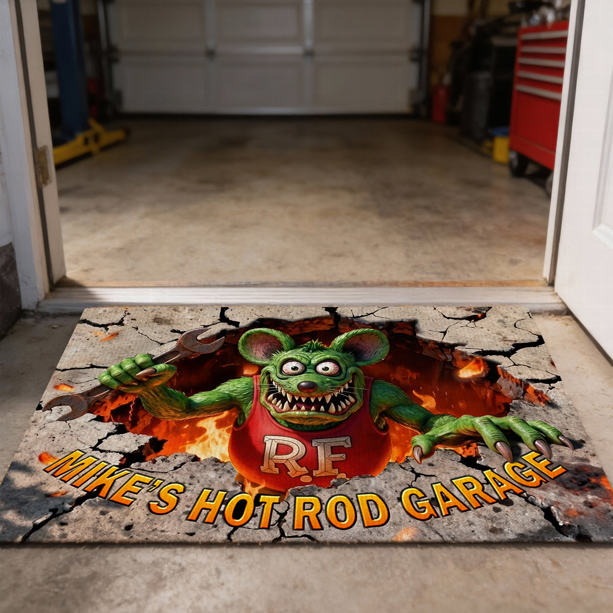 Hot Rod Garage Doormat - Personalized Gifts For Hot Rod Lovers 02tgqn090126-Homacus