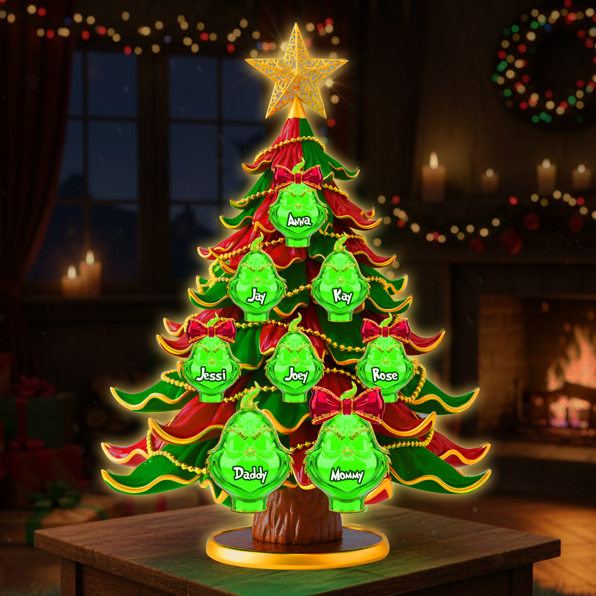 Green Family Tree Light Box - Personalized Gifts For Family 09KILU041125-Homacus