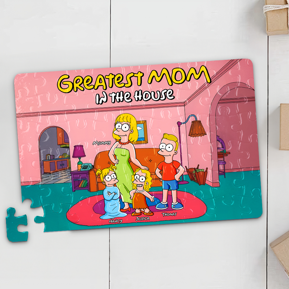 Greatest Cartoon Mom Jigsaw Puzzle - Personalized Gifts For Mom 04TOPU080425PA-Homacus