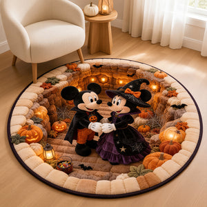 Spooky Little Mouse Round Mat - Personalized Halloween Gifts For Couple 02pgdt290826-Homacus