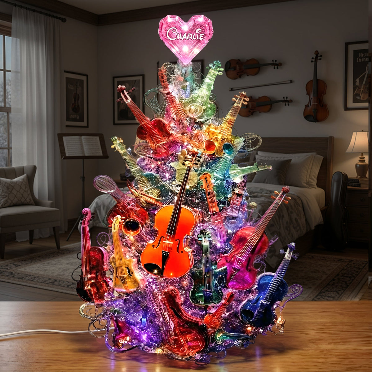 Sparkle Violin Pile Light Box - Personalized Gifts For Violinist & Violin Lovers 07QHLU281125-Homacus