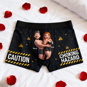 Couple Fun Caution Men Boxer - Personalized Gift For Him 04QHLU160126-Homacus