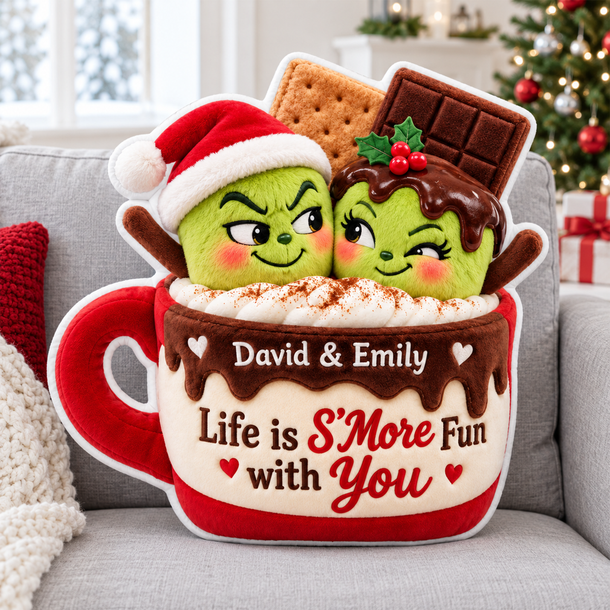 Lovely Mischief Marshmallow Couple Life is S'More Fun with You Custom Shaped Pillow - Personalized Christmas Gifts For Couples 04toqn211026-Homacus
