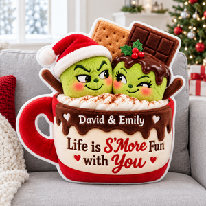 Lovely Mischief Marshmallow Couple Life is S'More Fun with You Custom Shaped Pillow - Personalized Christmas Gifts For Couples 04toqn211026-Homacus