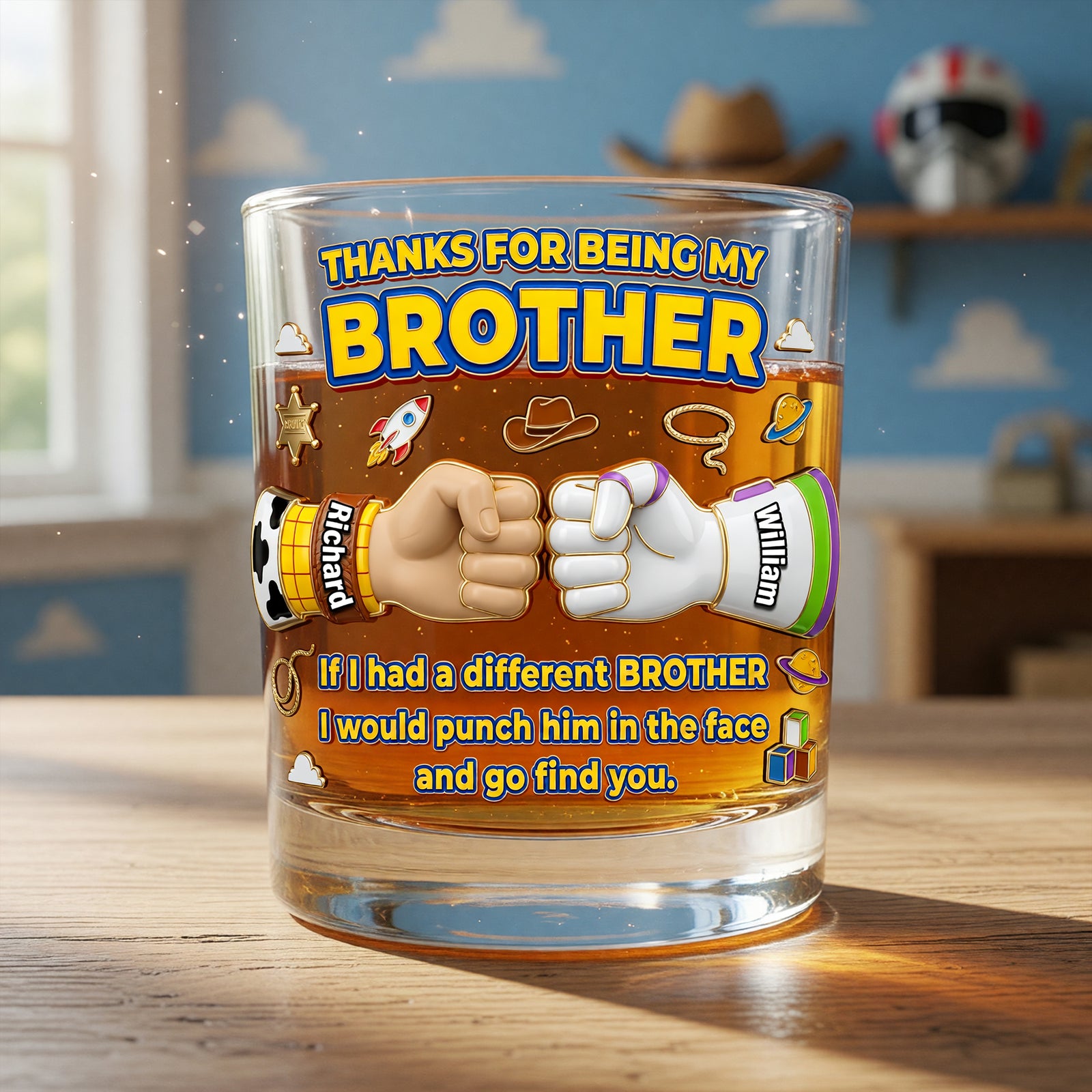 Proudly Your Brother Whiskey Glass - Personalized Gifts For Brothers 04NAQN040626-Homacus