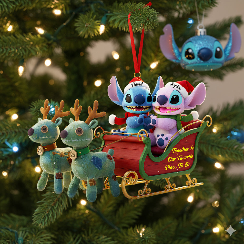 Couple Christmas Sleigh Christmas Ornament Personalized Gifts For Couple 03TGDT240925-Homacus