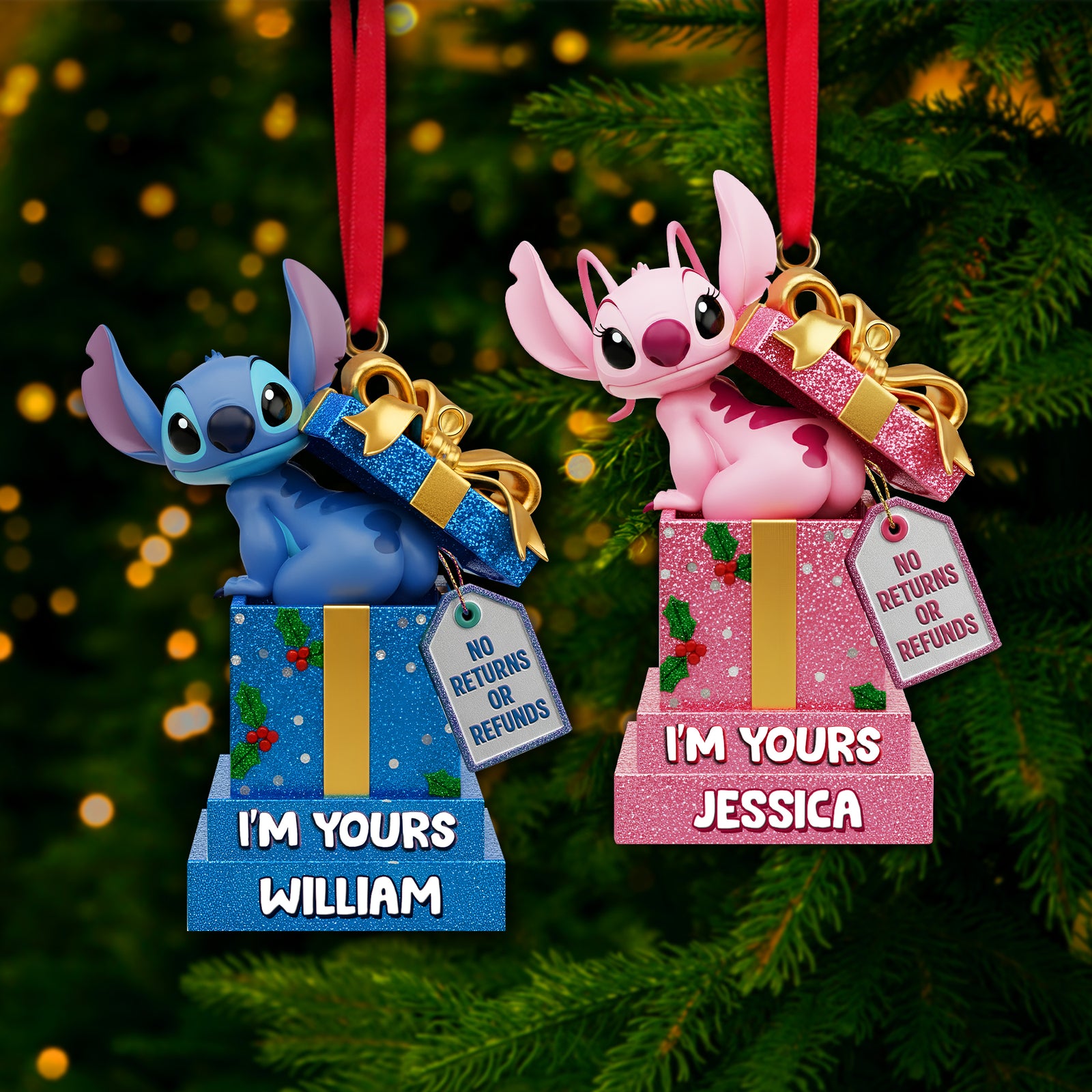Funny Alien Couple Ornament - Personalized Christmas Gift For Couples 01HYLU230925-Homacus
