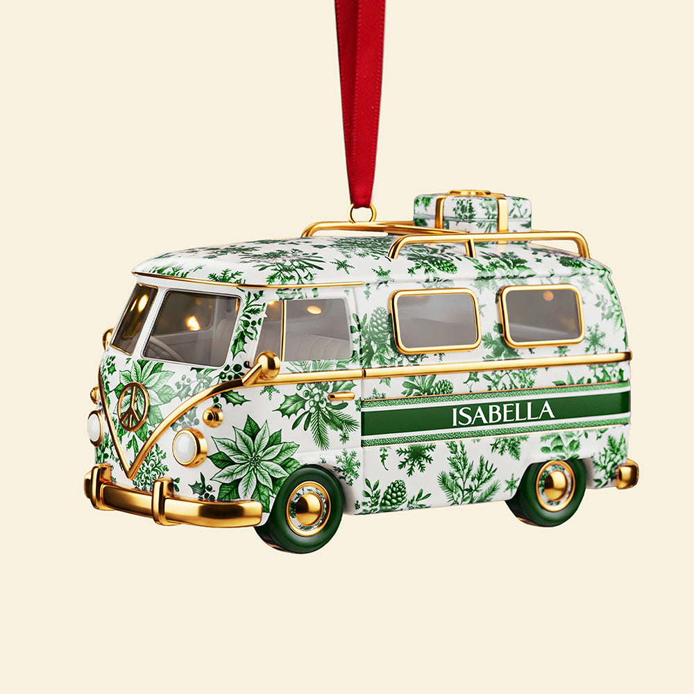 Personalized Gifts For Christmas, Camper Van Toile de Jouy Custom Shape Acrylic Ornament 02pgta031025-Homacus