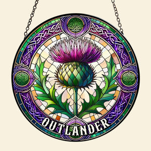 Personalized Gift For Historical Fantasy Novel Fans Suncatcher, Thistle Stained Glass 05QHTN290824-Homacus