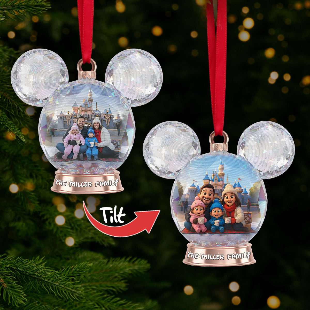 Sparkle Globe Christmas Lenticular Ornament - Personalized Custom Photo Gifts For Family 07NALU240925-Homacus