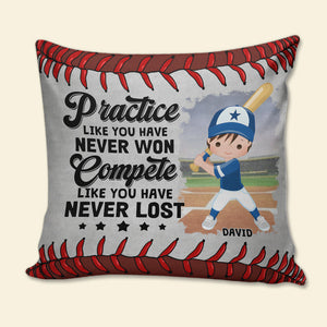 Compete Like You Have Never Lost, Personalized Baseball Square Pillow, Gift For Kid, Baseball Lover-Homacus