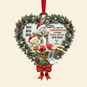 Mischievous Rabbit Couple Christmas Ornament, Personalized Gifts For Couple 02qhta160925