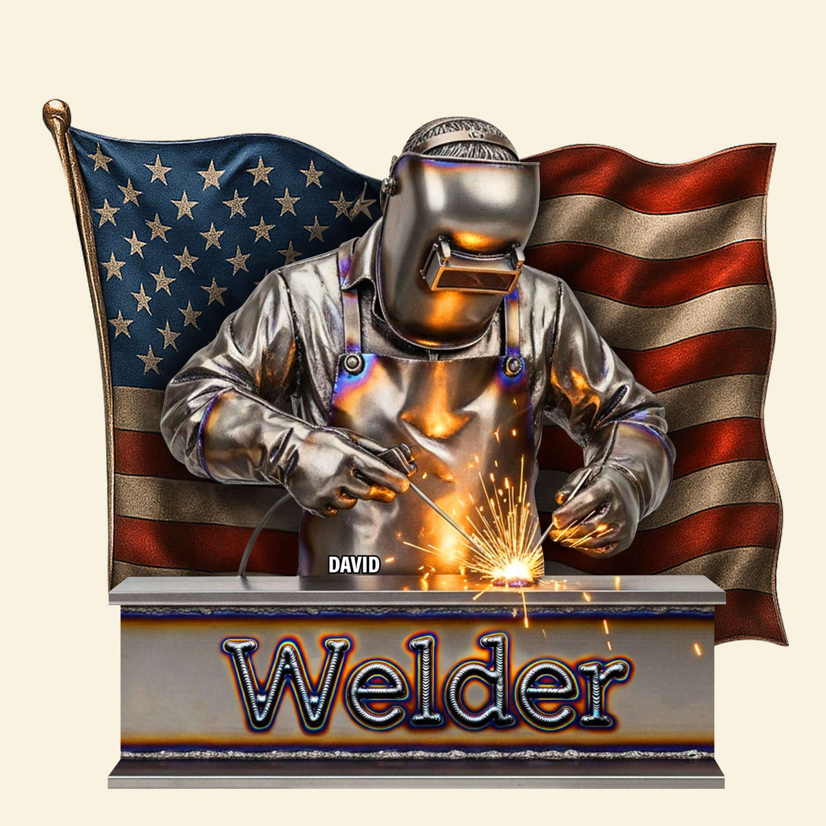 Proud American Welder Acrylic Plaque - Personalized Gifts For Welder 03QHTN100625-Homacus